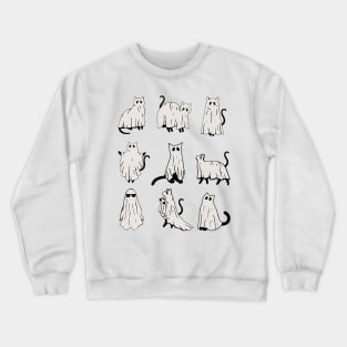 Cute Ghost Cat Funny Halloween Outfit Costumes Crewneck Sweatshirt